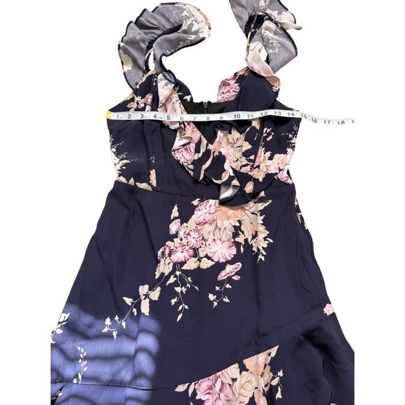 Majorelle Ruffle Mini Dress Revolve Navy Blue Floral Womens Size M - Picture 7 of 9